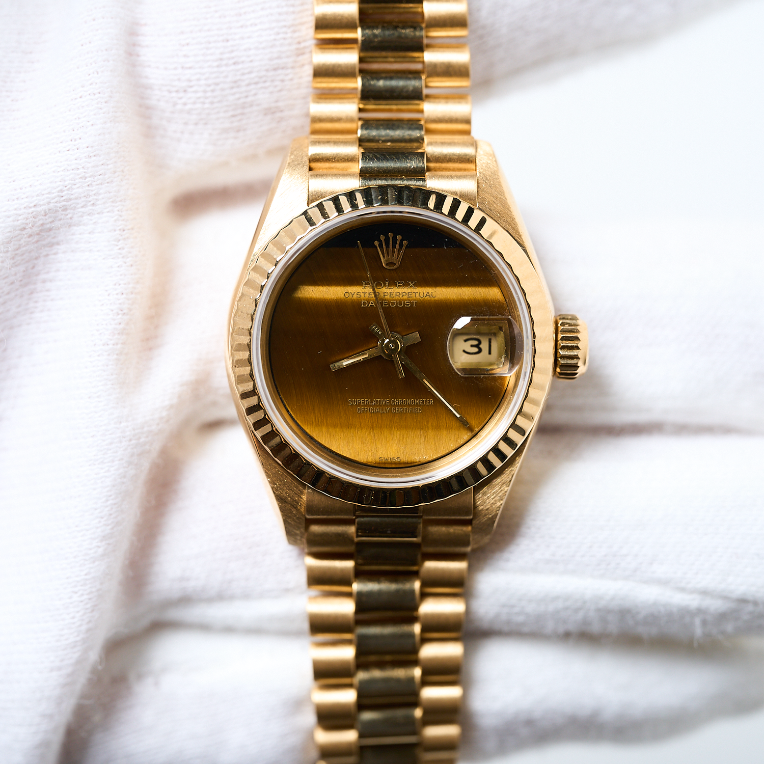 Rolex Datejust 69178 26mm Tiger's Eye Dial 18K Gold President 1990